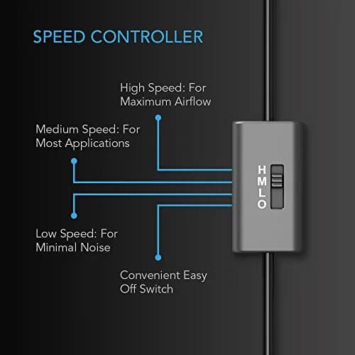 AC Infinity AIRPLATE S7 Quiet Cabinet Cooling Fan 12" (30.7 cm) with Speed Controller | 104 CFM Airflow, 19 dBA Noise, Dual Ball Bearings thumbnail 3