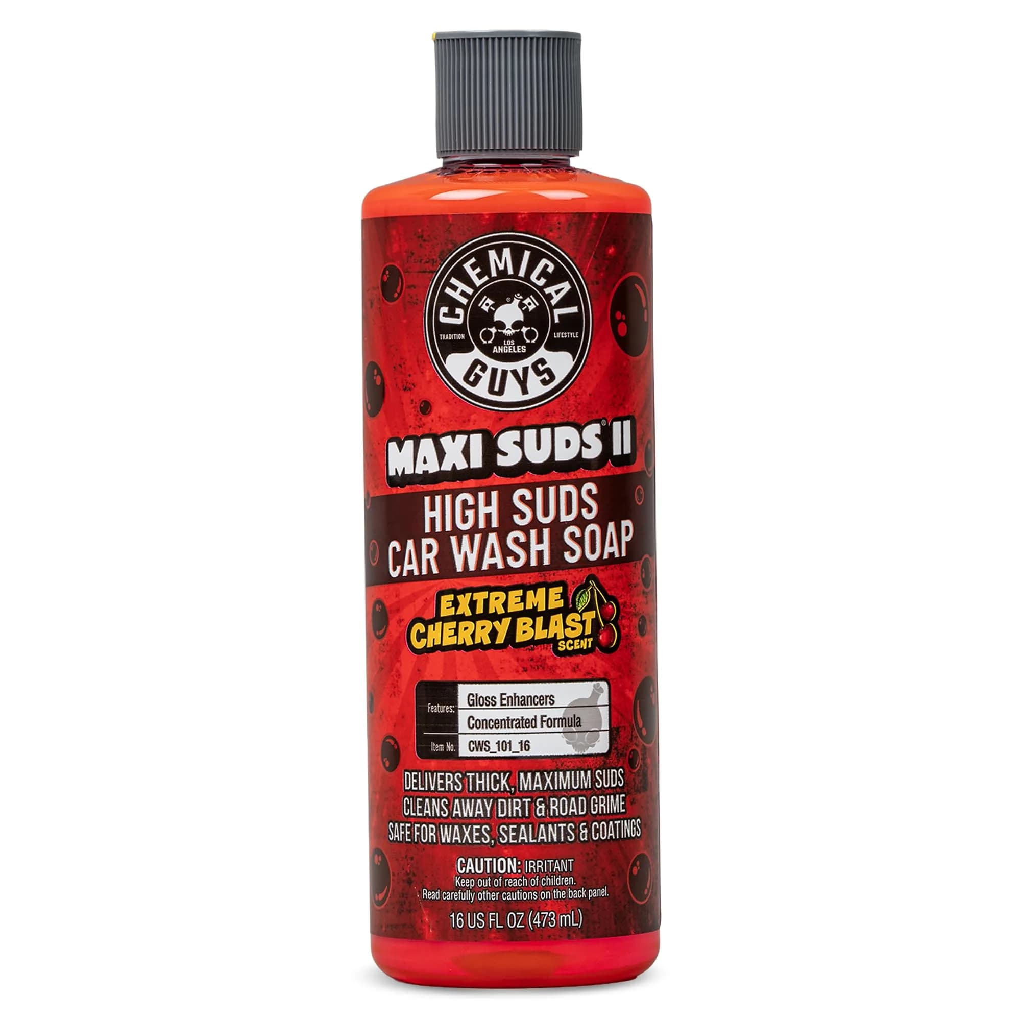 Chemical Guys Maxi Suds II Foaming Car Wash Soap Cherry Scent 473ml (16 fl oz) | pH-Balanced, Wax-Safe Formula
