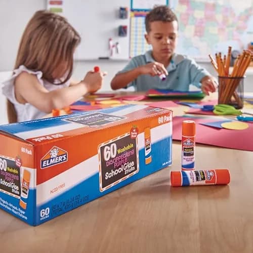 Elmer's Disappearing Purple School Glue Sticks, Washable, 7g Each, 60 Count | Non-Toxic Classroom Pack thumbnail 5