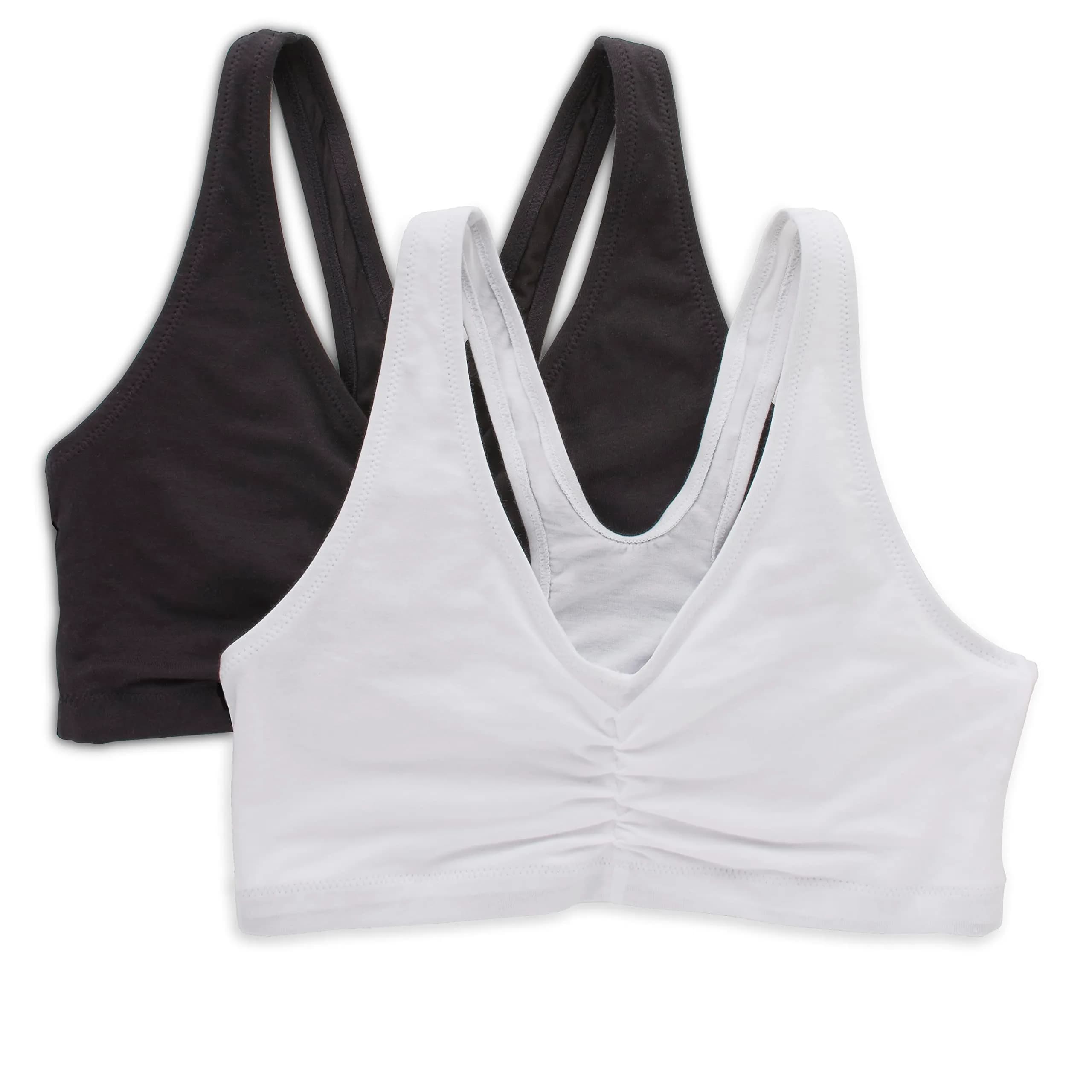 Hanes Women's Stretch Cotton Low Impact Sports Bras - 2 Pack, White/Black, Small | Wireless, Support & Comfort