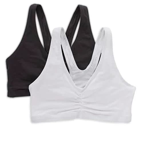 Hanes Women's Stretch Cotton Low Impact Sports Bras - 2 Pack, White/Black, Small | Wireless, Support & Comfort thumbnail 1