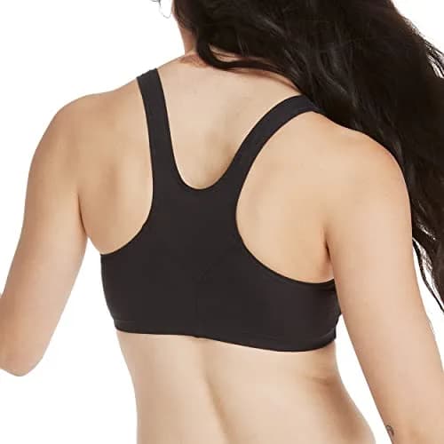 Hanes Women's Stretch Cotton Low Impact Sports Bras - 2 Pack, White/Black, Small | Wireless, Support & Comfort thumbnail 5