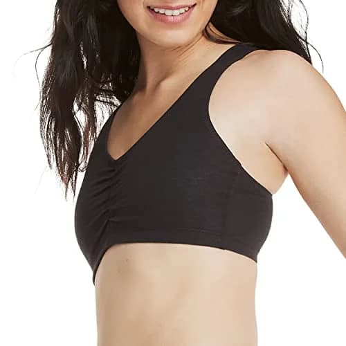 Hanes Women's Stretch Cotton Low Impact Sports Bras - 2 Pack, White/Black, Small | Wireless, Support & Comfort thumbnail 3