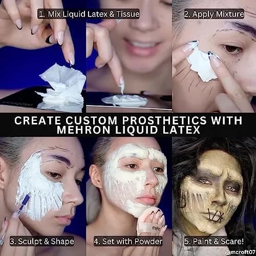Mehron Makeup Liquid Latex - 4.5 oz CLEAR | Special FX Adhesive for Professional Effects thumbnail 6