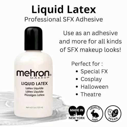 Mehron Makeup Liquid Latex - 4.5 oz CLEAR | Special FX Adhesive for Professional Effects thumbnail 3