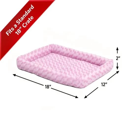 MidWest Homes for Pets QuietTime Bolster Dog Bed 45.7cm (18 Inch) | Plush Pink Crate Mat for Toy Breeds & Cats thumbnail 4