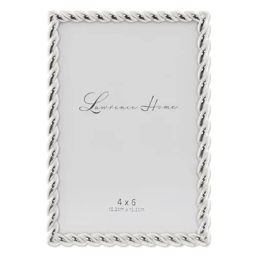 Lawrence Frames Silver Rope Design Picture Frame 4x6 | Elegant Metal Wall & Tabletop Decor thumbnail 1