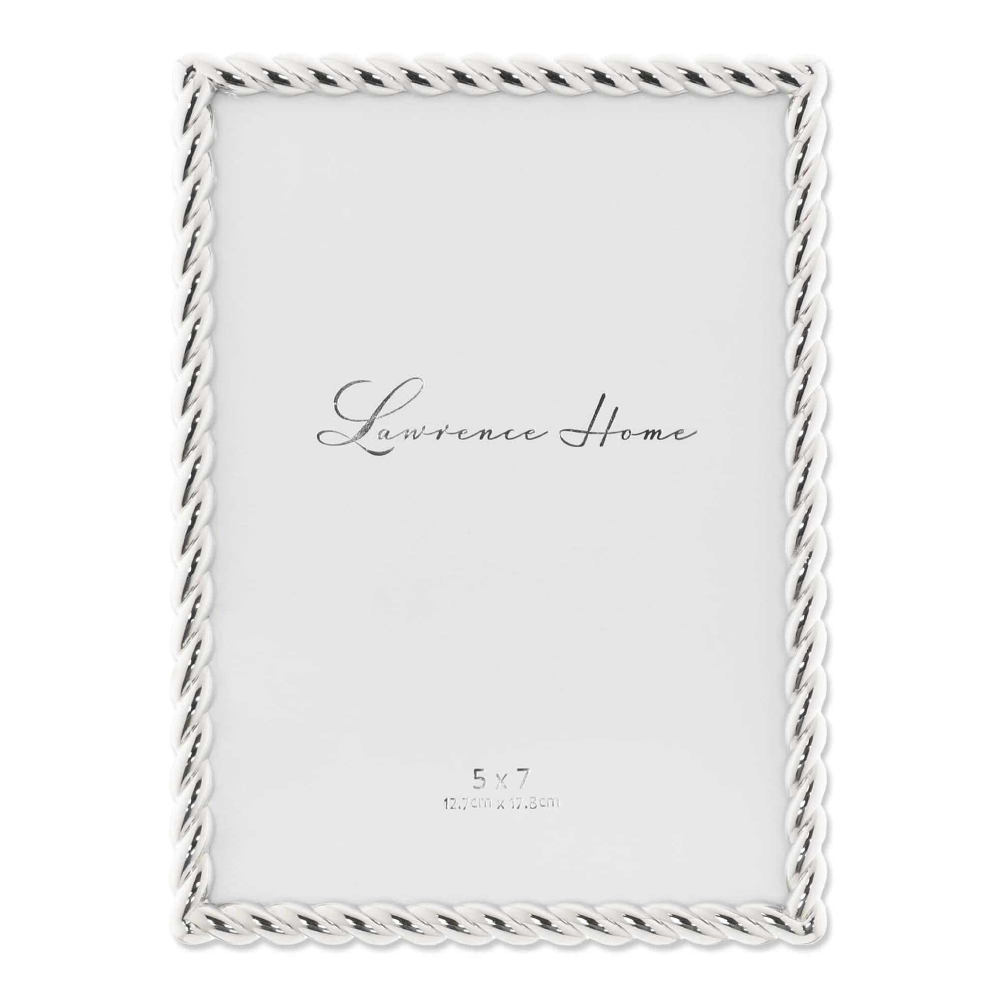 Lawrence Frames Metal Frame, Rope Design, Silver, 5x7 | Elegant Wall & Tabletop Decor