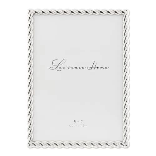 Lawrence Frames Metal Frame, Rope Design, Silver, 5x7 | Elegant Wall & Tabletop Decor thumbnail 1