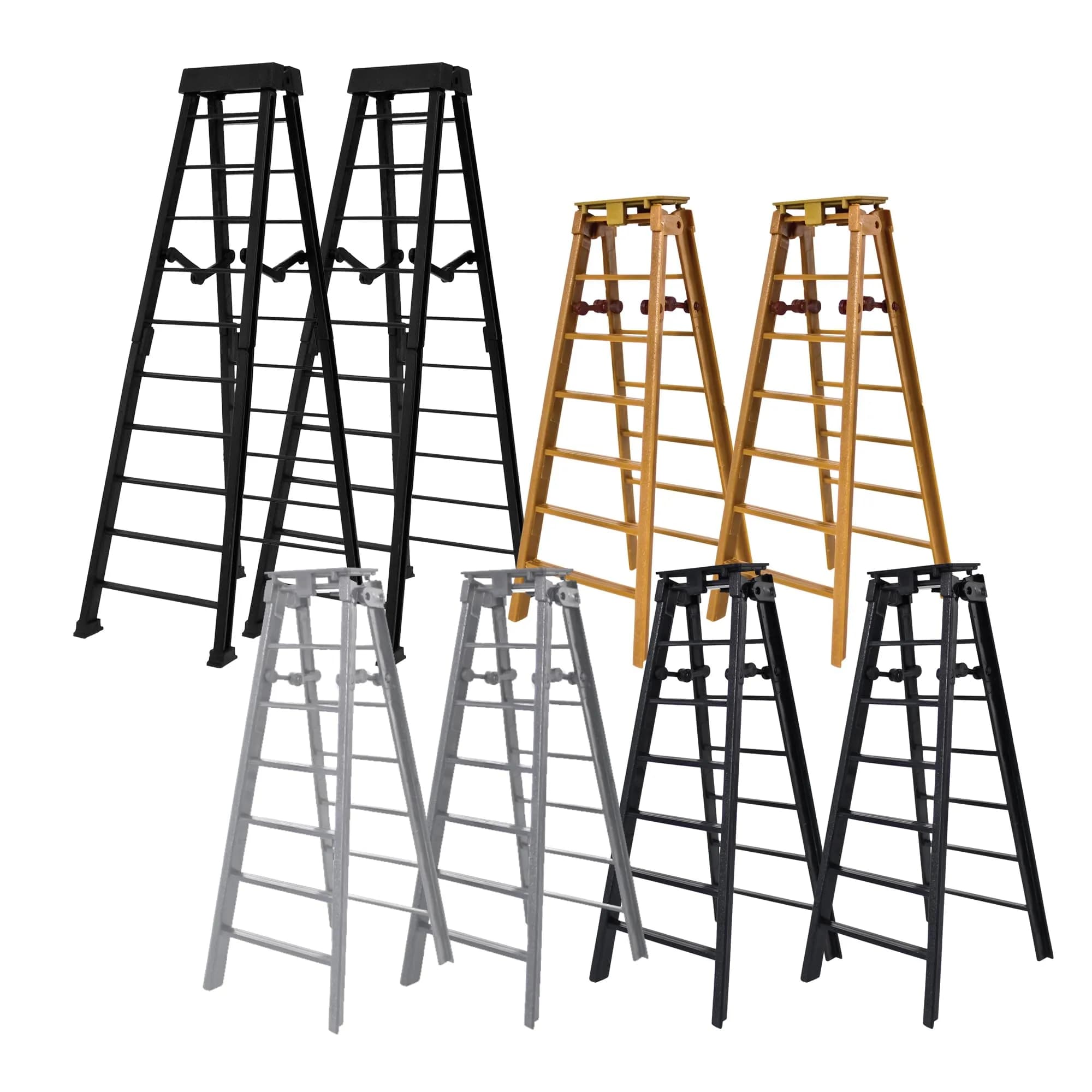 Figures Toy Company Ladder Match Accessory Set for Wrestling Action Figures | 8-Ladder Collection with Breakable 10-inch Ladders — Orange,silver,white,yellow