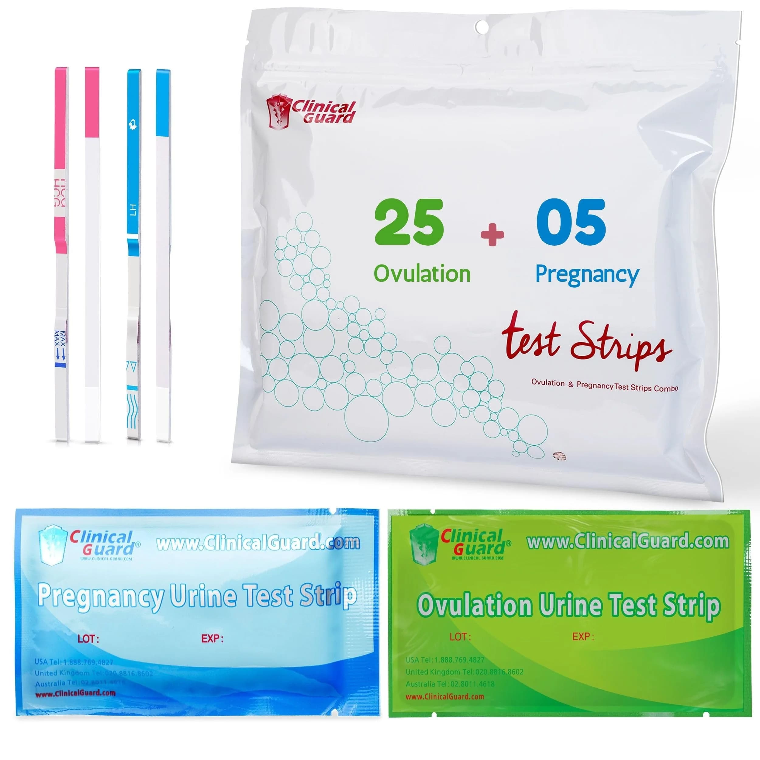 Clinical Guard Ovulation & Pregnancy Test Kit 30 Count | Fast, Accurate Fertility & Early Pregnancy Detection — Azure / Sage
