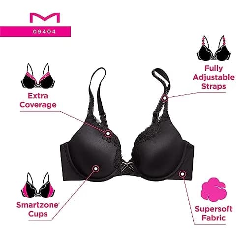 Maidenform Comfort Devotion Embellished Bra 34DD | Full Coverage, Soft Satin Microfiber, Convertible Straps thumbnail 6