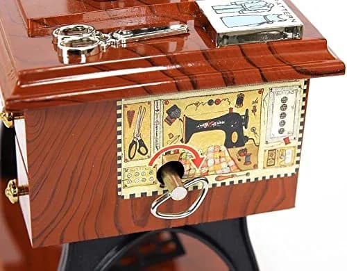 G Ganen Musical Sewing Machine Music Box Vintage Look (Brown-1) | Handcrafted Nostalgic Decor (70-120 chars) thumbnail 4