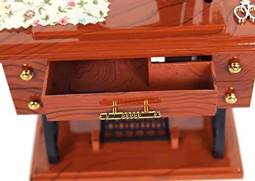 G Ganen Musical Sewing Machine Music Box Vintage Look (Brown-1) | Handcrafted Nostalgic Decor (70-120 chars) thumbnail 3