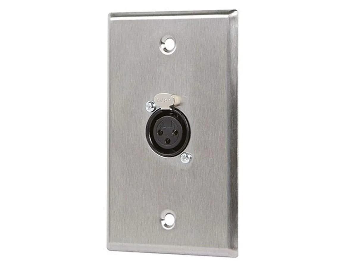 Monoprice XLR Female 3-Pin Wall Plate Zinc Alloy Silver | High-Quality Audio Connector