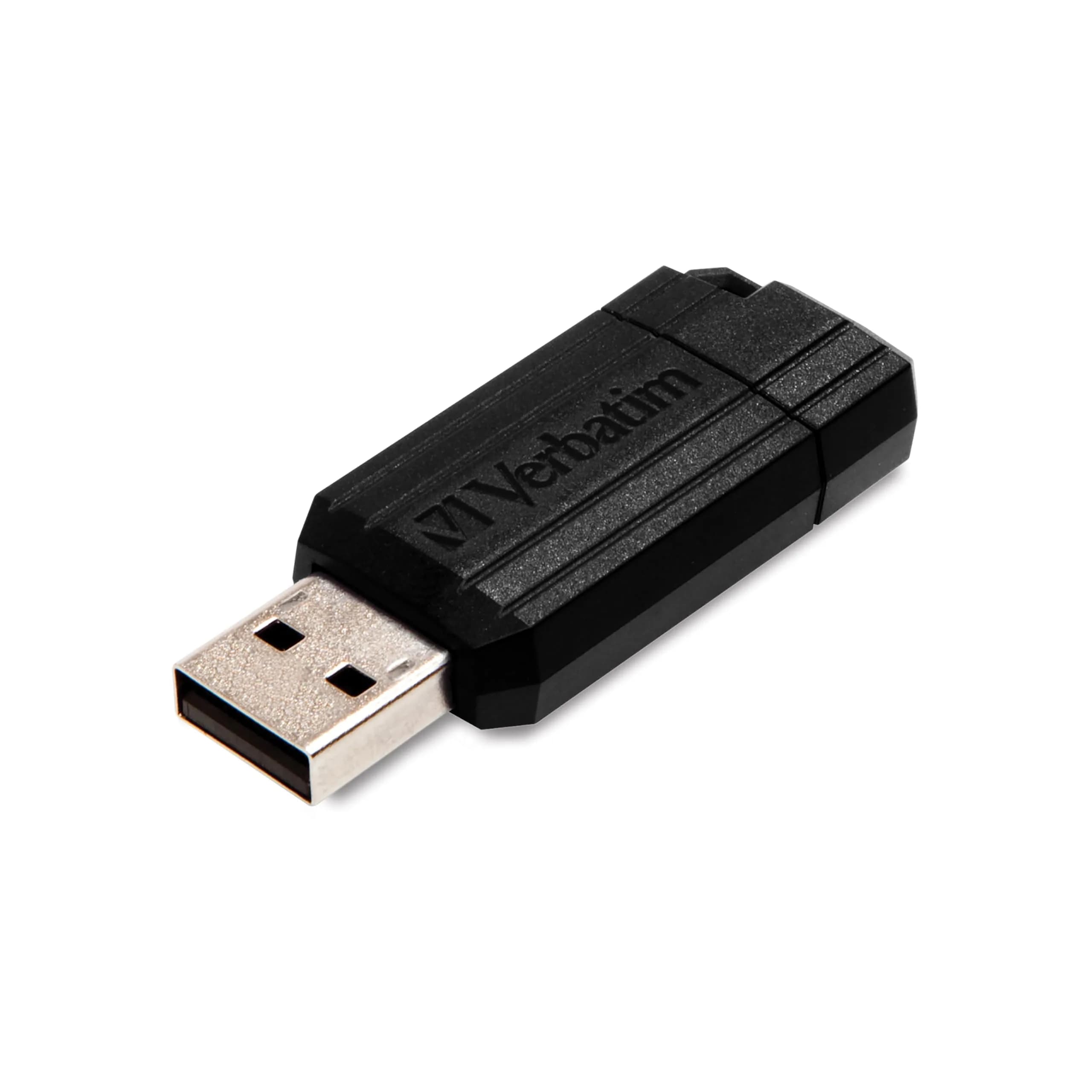 Verbatim 128GB Pinstripe Black USB 2.0 Retractable Flash Drive - main product image
