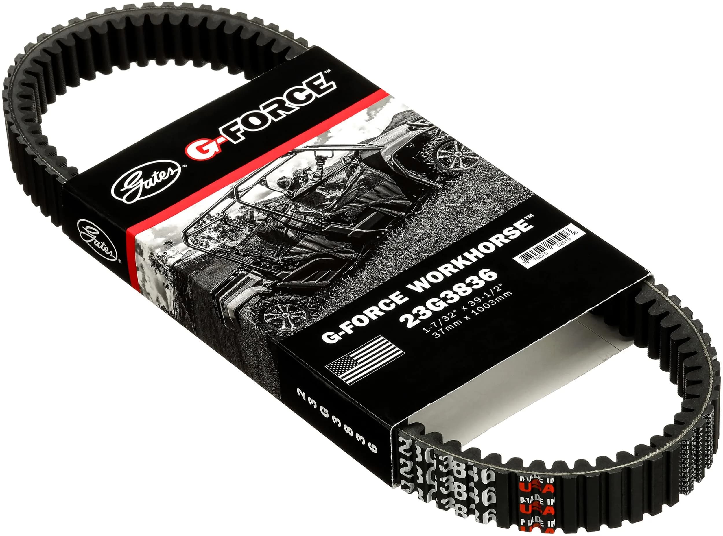 Gates G-Force CVT Drive Belt 1 7/32" x 44 5/8" (1.15" x 113.2cm) | 2x Life Over Original — Black