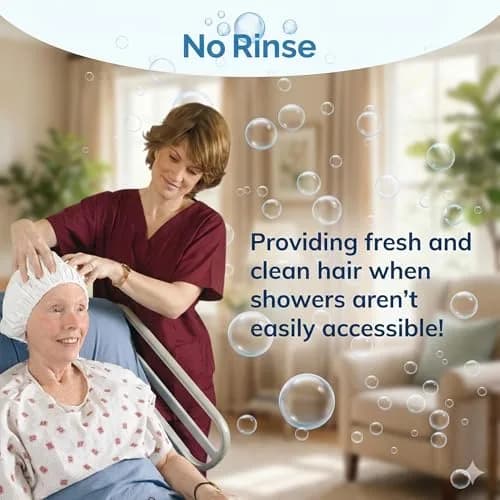 No-Rinse Hypoallergenic Shampoo Cap (5 Count, 0.01 oz) | Waterless Hair Washing for Elderly & Travel thumbnail 4