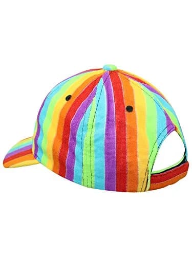 Luxury Divas Rainbow Striped Baseball Cap Hat with Fuzzy Texture & Adjustable Strap | 18-24 inch Circumference (Multi) thumbnail 4