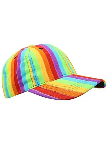 Luxury Divas Rainbow Striped Baseball Cap Hat with Fuzzy Texture & Adjustable Strap | 18-24 inch Circumference (Multi) thumbnail 2