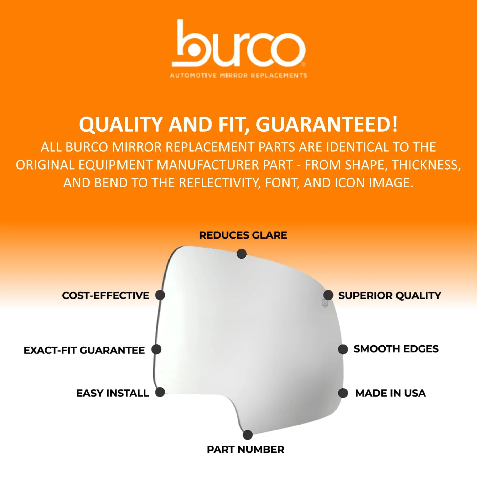Burco 3639 Convex Passenger Side View Mirror Glass 9.5x5.75x1 inches (24.13x14.61x2.54 cm) | Direct Fit Replacement for Honda CR-V 1997-2006 - view 5