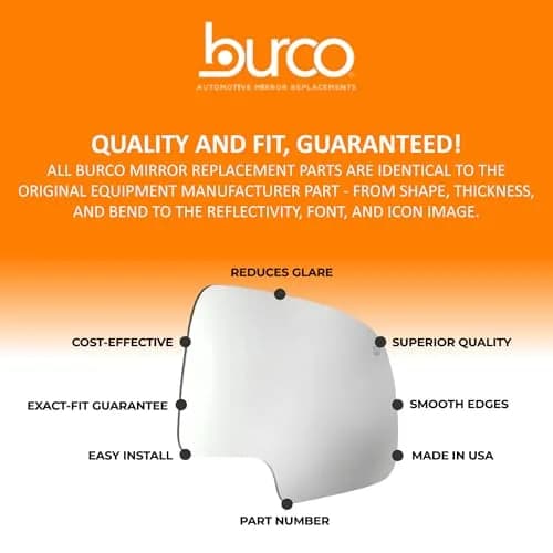 Burco 3639 Convex Passenger Side View Mirror Glass 9.5x5.75x1 inches (24.13x14.61x2.54 cm) | Direct Fit Replacement for Honda CR-V 1997-2006 thumbnail 5
