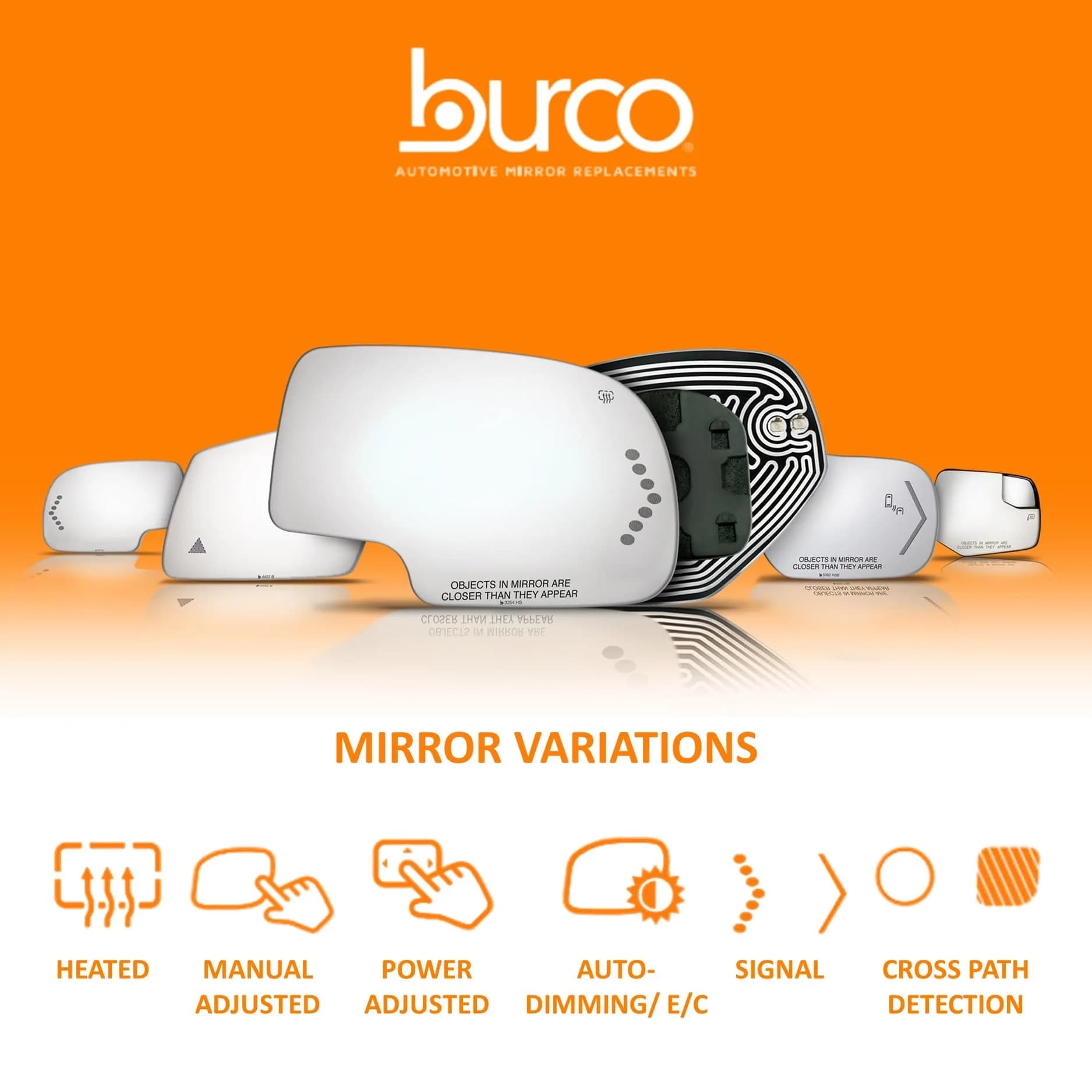 Burco 3639 Convex Passenger Side View Mirror Glass 9.5x5.75x1 inches (24.13x14.61x2.54 cm) | Direct Fit Replacement for Honda CR-V 1997-2006 - view 8