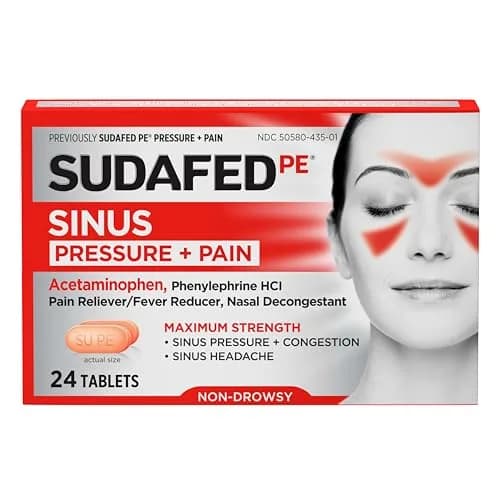 Sudafed Sinus Pressure + Pain Relief Tablets 24 Ct | Non-Drowsy Maximum Strength thumbnail 1