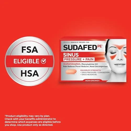 Sudafed Sinus Pressure + Pain Relief Tablets 24 Ct | Non-Drowsy Maximum Strength thumbnail 4