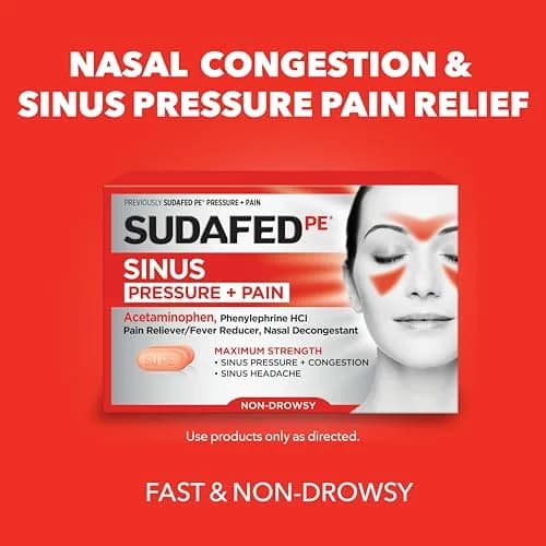 Sudafed Sinus Pressure + Pain Relief Tablets 24 Ct | Non-Drowsy Maximum Strength thumbnail 2