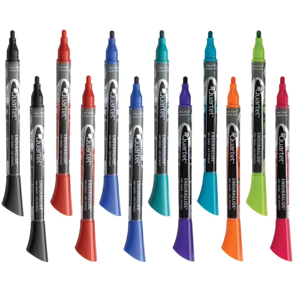 Quartet Dry Erase Markers, Fine Tip, Assorted Colors, 12 Pack | EnduraGlide for Bold Color - main product image