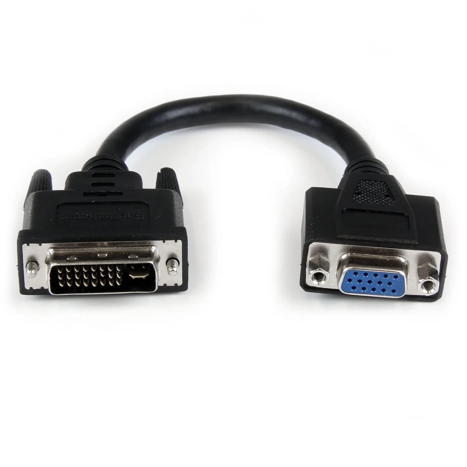 StarTech 8in DVI to VGA Adapter Cable, Male to Female | High-Quality DVI-I to VGA Conversion — Black