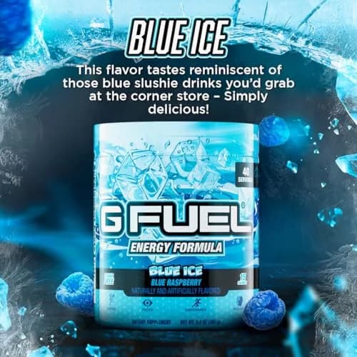 G Fuel Blue Ice Energy Drink Powder, 9.8kg (40 Servings) | Sugar Free Focus Amino with Antioxidants thumbnail 4