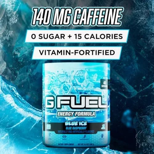 G Fuel Blue Ice Energy Drink Powder, 9.8kg (40 Servings) | Sugar Free Focus Amino with Antioxidants thumbnail 2