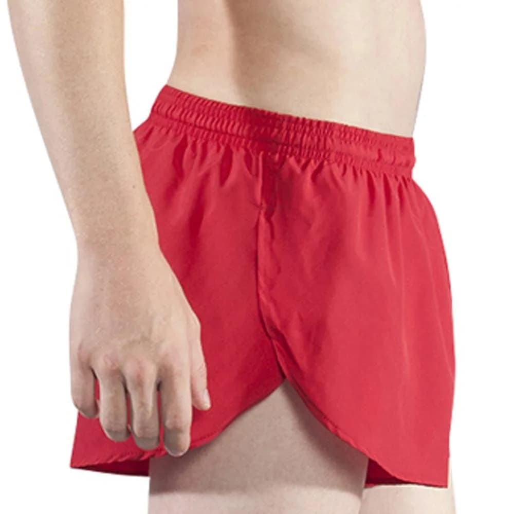 B.O.A Men's 1" Elite Split Leg Running Short (Red, Large) | Lightweight Moisture Wicking Active Shorts