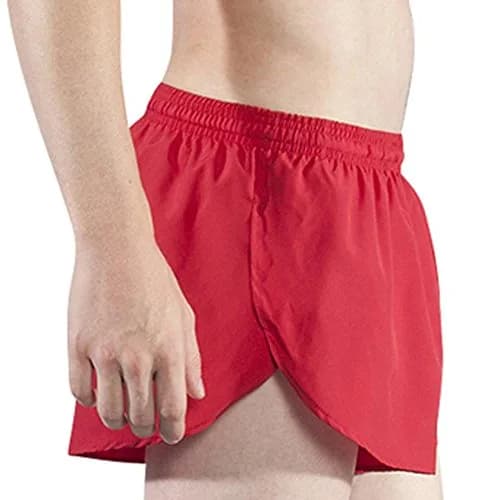 B.O.A Men's 1" Elite Split Leg Running Short (Red, Large) | Lightweight Moisture Wicking Active Shorts thumbnail 1