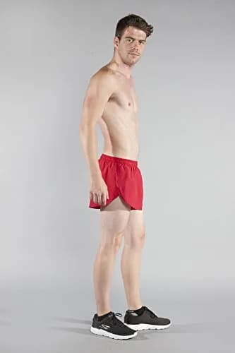 B.O.A Men's 1" Elite Split Leg Running Short (Red, Large) | Lightweight Moisture Wicking Active Shorts thumbnail 4