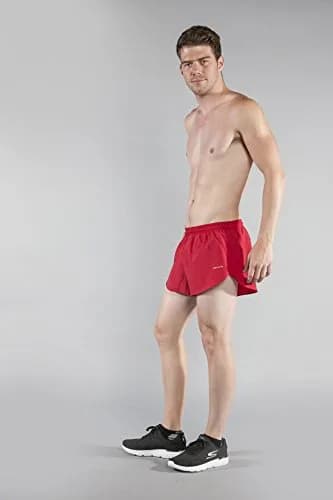 B.O.A Men's 1" Elite Split Leg Running Short (Red, Large) | Lightweight Moisture Wicking Active Shorts thumbnail 5