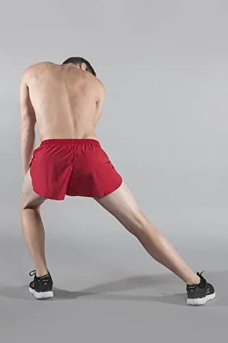 B.O.A Men's 1" Elite Split Leg Running Short (Red, Large) | Lightweight Moisture Wicking Active Shorts thumbnail 7