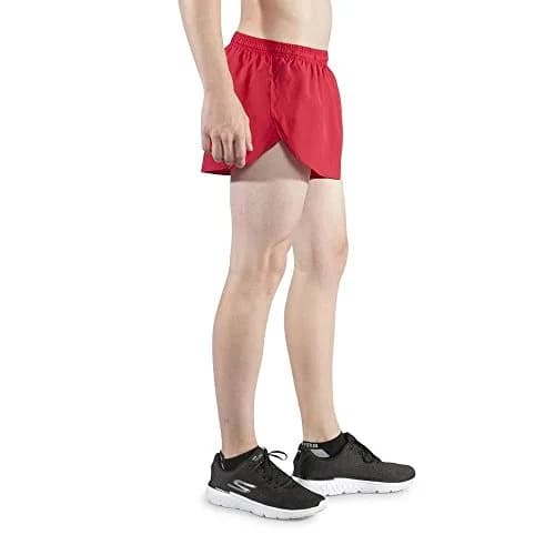 B.O.A Men's 1" Elite Split Leg Running Short (Red, Large) | Lightweight Moisture Wicking Active Shorts thumbnail 2