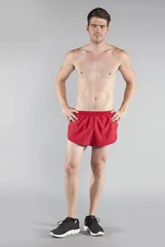 B.O.A Men's 1" Elite Split Leg Running Short (Red, Large) | Lightweight Moisture Wicking Active Shorts thumbnail 3