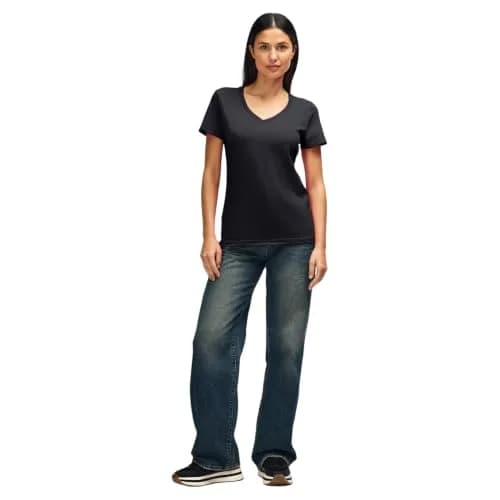 Gildan Ladies' Fitted V-Neck T-Shirt 100% Cotton | Soft, Preshrunk, Stylish Fit (70-120 chars) thumbnail 4