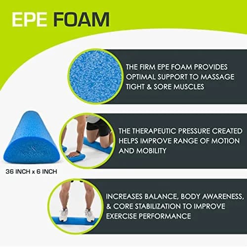 ProSourceFit Blue High Density Foam Roller 91cm (36") x 7.6cm (3") | Extra Firm Muscle Recovery & Core Training thumbnail 4