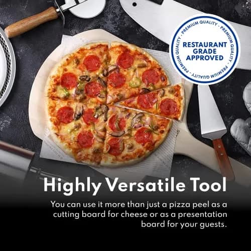 New Star Foodservice Wooden Pizza Peel 14" x 14" | Durable Basswood, 36" Handle thumbnail 7