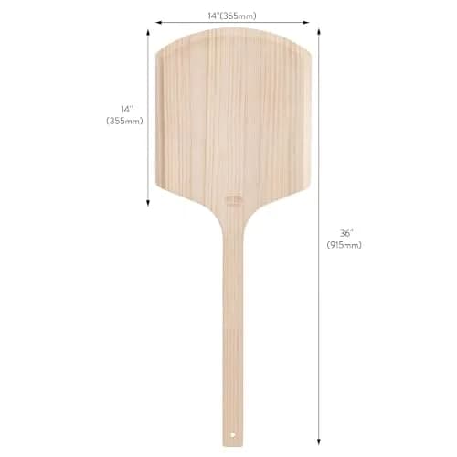 New Star Foodservice Wooden Pizza Peel 14" x 14" | Durable Basswood, 36" Handle thumbnail 2