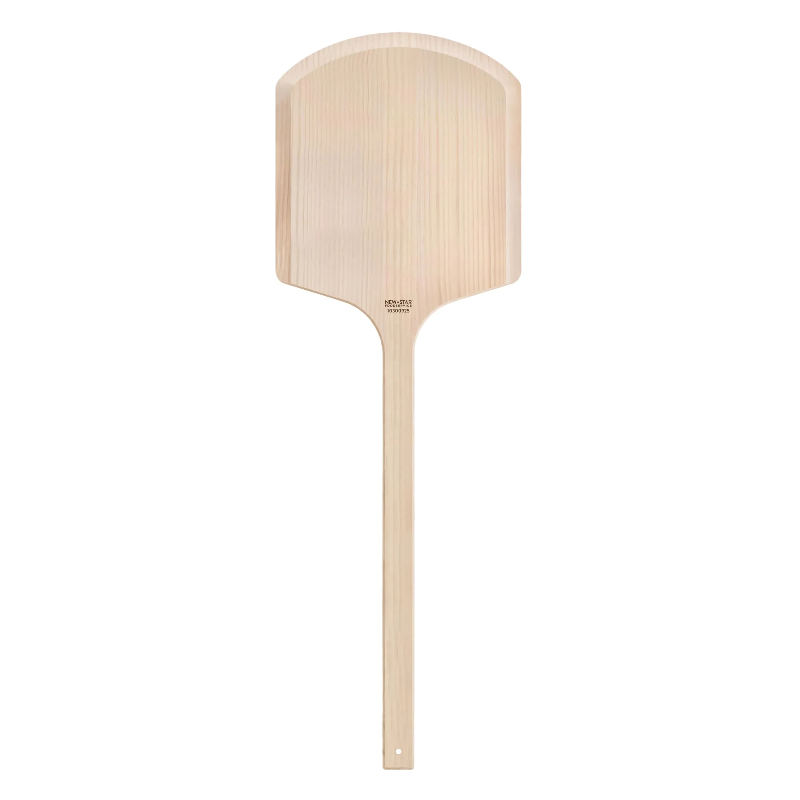 New Star Foodservice Wooden Pizza Peel 16"L x 14"W | Durable Basswood, Extended Handle