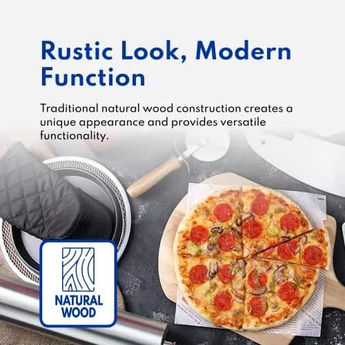 New Star Foodservice Wooden Pizza Peel 16"L x 14"W | Durable Basswood, Extended Handle thumbnail 5