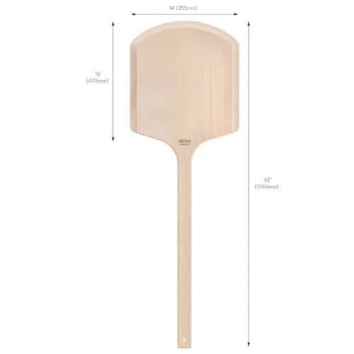 New Star Foodservice Wooden Pizza Peel 16"L x 14"W | Durable Basswood, Extended Handle thumbnail 2