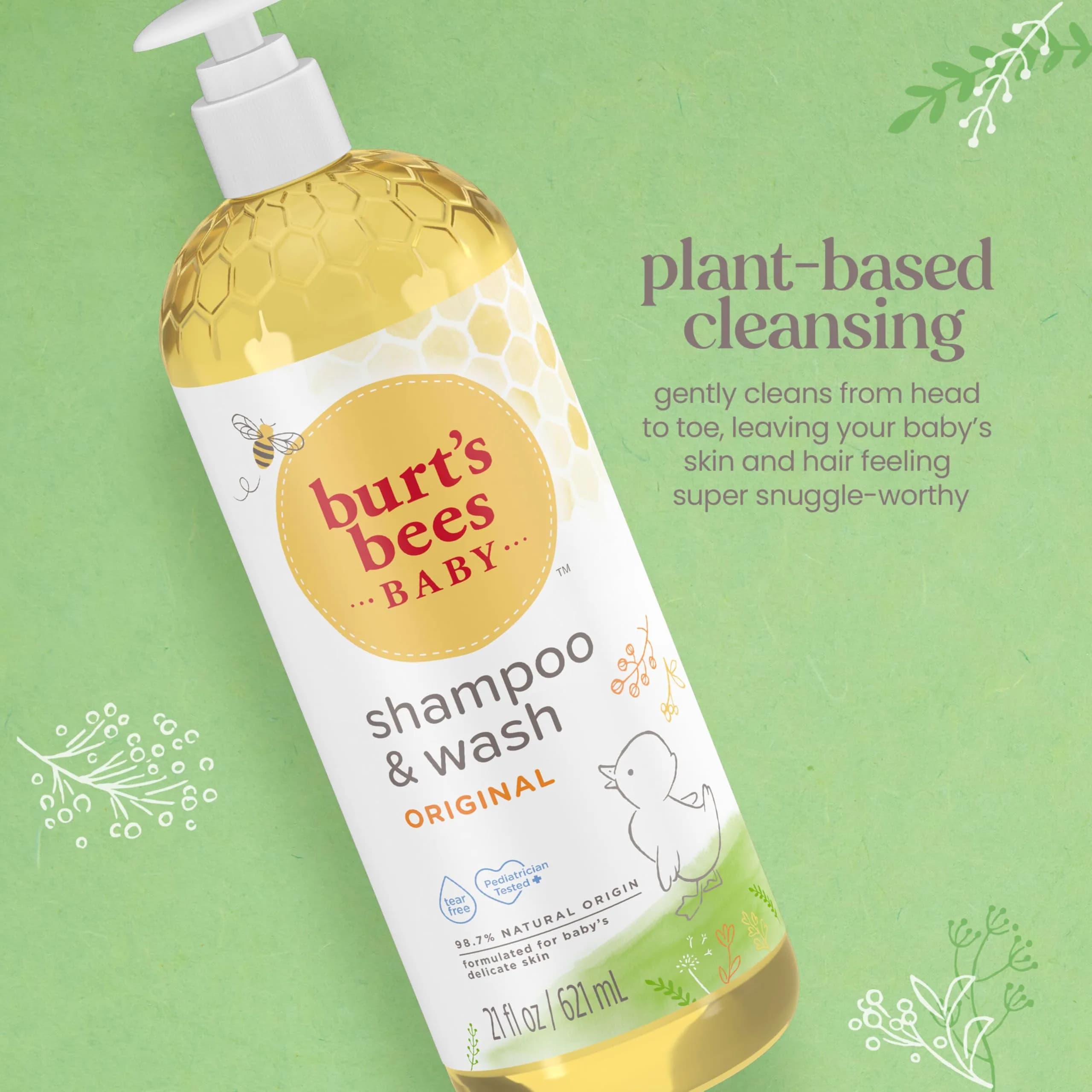 Burt's Bees Baby Shampoo & Wash Original 621ml (21 Fl Oz) | Tear-Free Gentle Cleanser - view 2