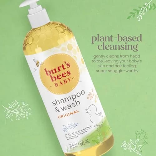 Burt's Bees Baby Shampoo & Wash Original 621ml (21 Fl Oz) | Tear-Free Gentle Cleanser thumbnail 2